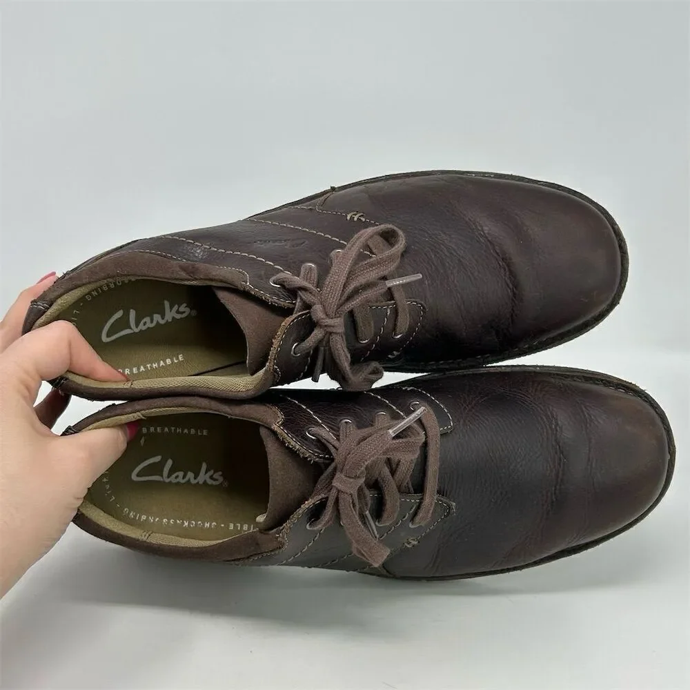 Clarks Men's Brown Leather Loafers Size 13M Casual Lace Up Shoes